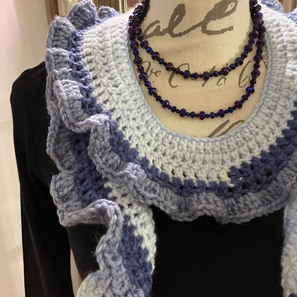 Elegant “Blue Jean” Hand Crocheted Scarf NWOT - Picture 2 of 8